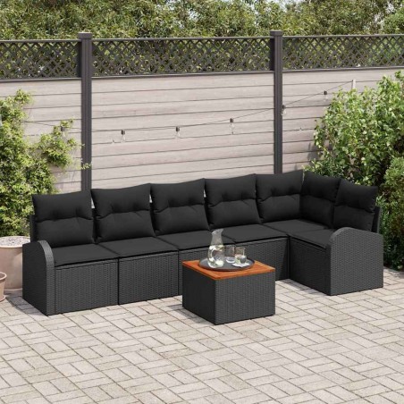 Ensemble de canapé de jardin avec stockage 7 pcs Noir polyrotin 638216638216