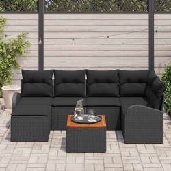 Ensemble de canapé de jardin avec stockage 7 pcs Noir polyrotin 638218638218