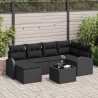 Ensemble de Canapés avec coussin 7 pcs Noir polyrotin 638222638222