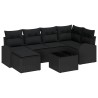 Ensemble de Canapés avec coussin 7 pcs Noir polyrotin 638222638222