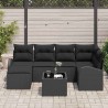 Ensemble de Canapés avec coussin 7 pcs Noir polyrotin 638222638222