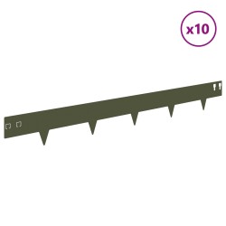 Bordure de Pelouse 10 pcs 100 x 12 cm Acier Vert olive 638225638225