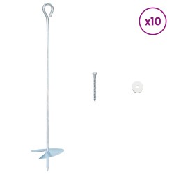 Ancre de terre 10 pcs Argenté Ø10 x 50 cm Métal galvanisé 638230638230