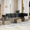 Salon de jardin avec coussins 7 pcs gris résine tressée 638237638237