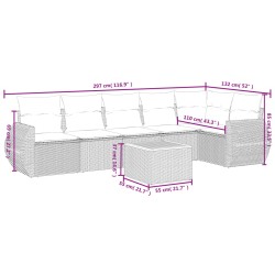 Salon de jardin avec coussins 7 pcs gris résine tressée 638241638241