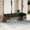 Salon de jardin avec coussins 7 pcs gris résine tressée 638243638243