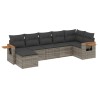 Salon de jardin avec coussins 7 pcs gris résine tressée 638243638243