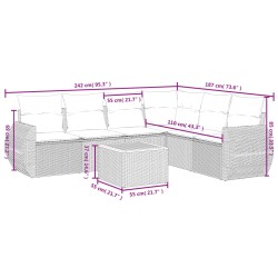 Salon de jardin avec coussins 7 pcs gris résine tressée 638244638244