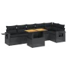 Salon de jardin 7 pcs avec coussins noir résine tressée 638247638247