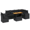 Salon de jardin 7 pcs avec coussins noir résine tressée 638249638249