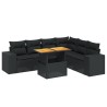 Salon de jardin 7 pcs avec coussins noir résine tressée 638251638251