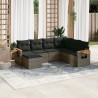 Salon de jardin avec coussins 7 pcs gris résine tressée 638256638256