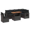 Salon de jardin 7 pcs avec coussins noir résine tressée 638258638258