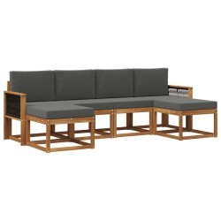 Ensemble de canapés d'extérieur 6 pcs Naturel et Anthracite 638263638263