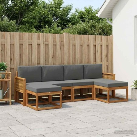 Ensemble de canapés d'extérieur 6 pcs Naturel et Anthracite 638264638264