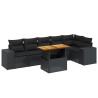 Salon de jardin 7 pcs avec coussins noir résine tressée 638268638268