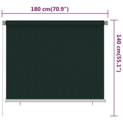 Store roulant d'extérieur 185 (l) x 140 (H) cm vert foncé HDPE 638270638270