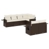 Salon de jardin avec coussins 7 pcs marron résine tressée 638286638286