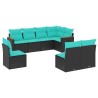 Salon de jardin 8 pcs avec coussins noir résine tressée 638301638301