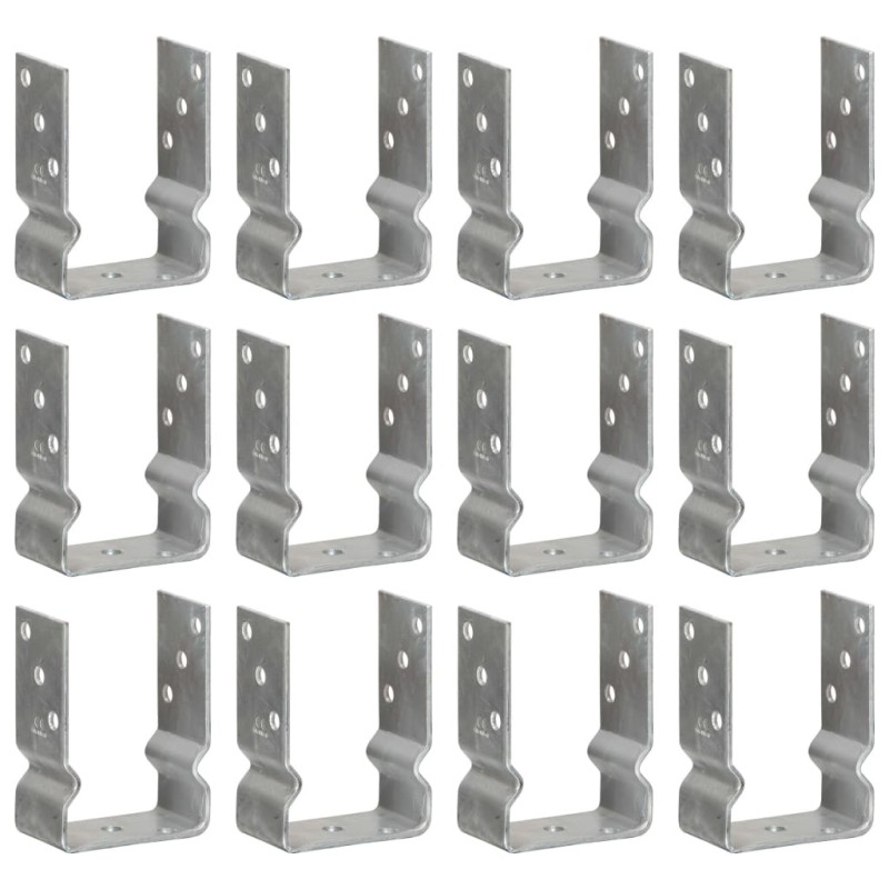 Ancrages de clôture lot de 12 argentés 10 x 6 x 15 cm acier galvanisé 638308638308