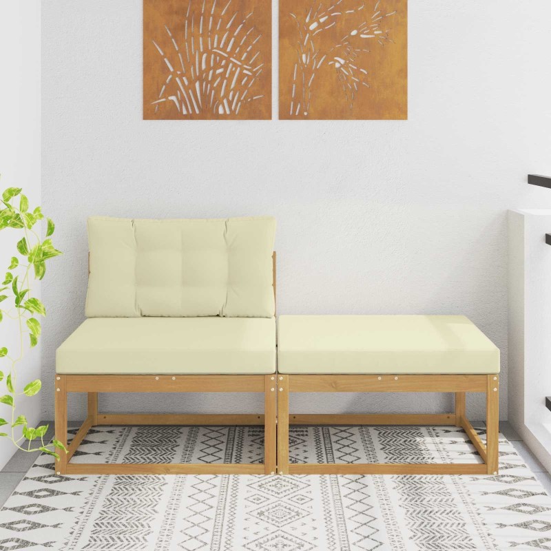 2 Pièce Pouf d'Extérieur Polyester Blanc 638312638312