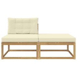 2 Pièce Pouf d'Extérieur Polyester Blanc 638312638312