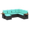 Salon de jardin 7 pcs avec coussins noir résine tressée 638315638315
