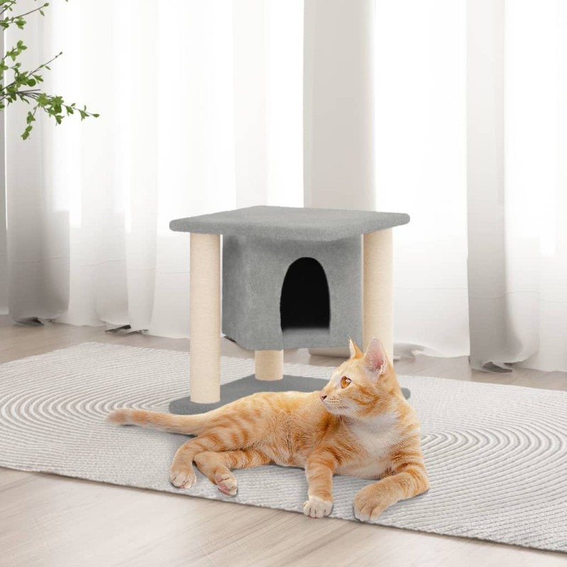 Arbre à chat avec griffoirs en sisal Gris clair 37 cm 638318638318