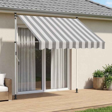 Auvent rétractable manuel Anthracite et blanc 350 cm 638320638320