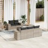 Salon de jardin 6 pcs avec coussins gris clair résine tressée 638322638322