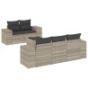 Salon de jardin 6 pcs avec coussins gris clair résine tressée 638322638322