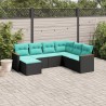 Salon de jardin 7 pcs avec coussins noir résine tressée 638326638326