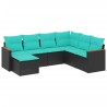 Salon de jardin 7 pcs avec coussins noir résine tressée 638326638326