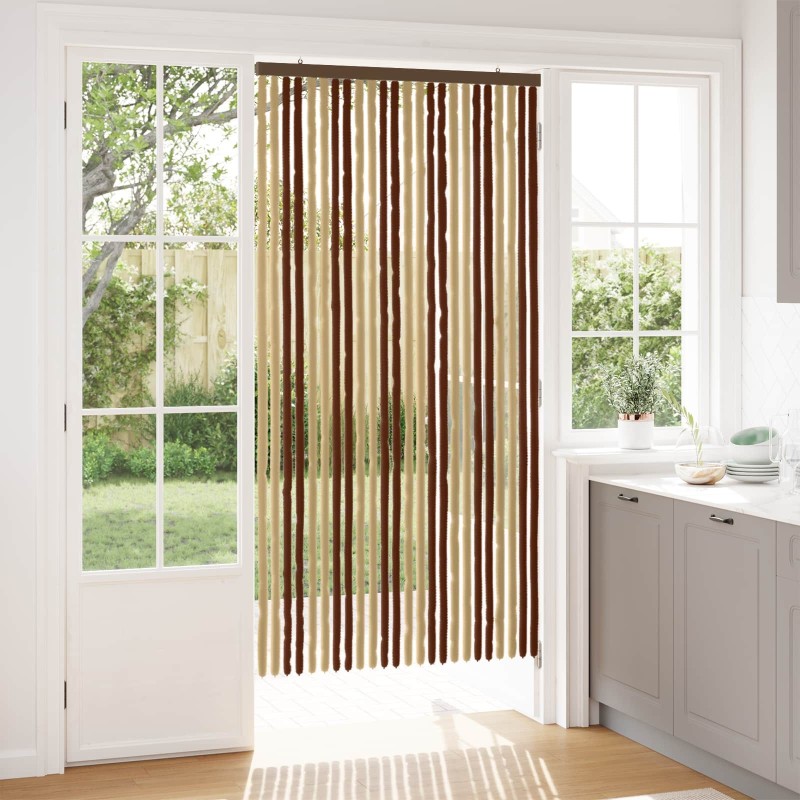 Rideau anti-insectes en chenille Marron et beige 100 x 200 cm 638333638333