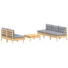 Salon de jardin 6 pcs avec coussins gris bois de pin 638338638338