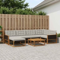 Ensemble de canapés d'extérieur 7 pcs Naturel et gris clair 638343638343