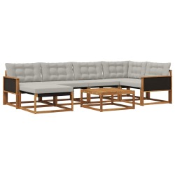 Ensemble de canapés d'extérieur 7 pcs Naturel et gris clair 638343638343