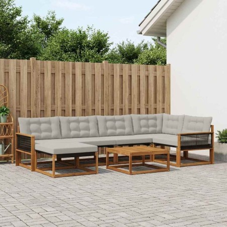 Ensemble de canapés d'extérieur 7 pcs Naturel et gris clair 638345638345