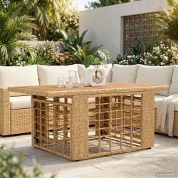 Table de Jardin Naturel 100 x 55 x 37 cm Rattan PE et Verre 638351638351