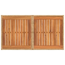 Table de Jardin Naturel 100 x 55 x 37 cm Rattan PE et Verre 638351638351