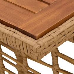 Table de Jardin Naturel 100 x 55 x 37 cm Rattan PE et Verre 638351638351