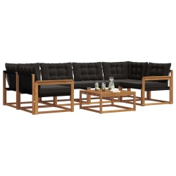 Ensemble de canapés d'extérieur 7 pcs Naturel et Noir 638352638352
