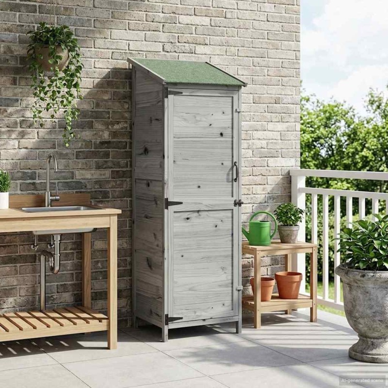 Abri de jardin Gris 59,5 x 56 x 176,5 cm Bois de Sapin Massif 638353638353