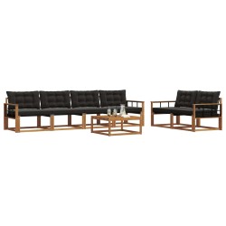 Ensemble de canapés d'extérieur 7 pcs Naturel et Noir 638355638355