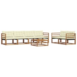 Ensemble de canapés d'extérieur 7 pcs Naturel et Crème 638363638363