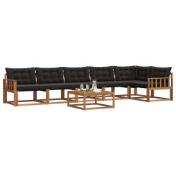 Ensemble de canapés d'extérieur 7 pcs Naturel et Noir 638365638365