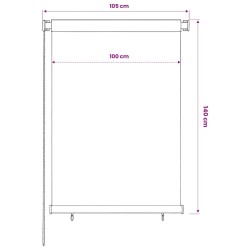 Store roulant d'extérieur 105 (l) x 140 (H) cm marron HDPE 638377638377