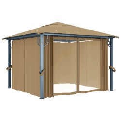 Tonnelle avec rideau 300x300 cm Taupe Aluminium 638378638378