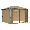 Tonnelle avec rideau 300x300 cm Taupe Aluminium 638378638378