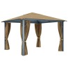Tonnelle avec rideau 300x300 cm Taupe Aluminium 638378638378